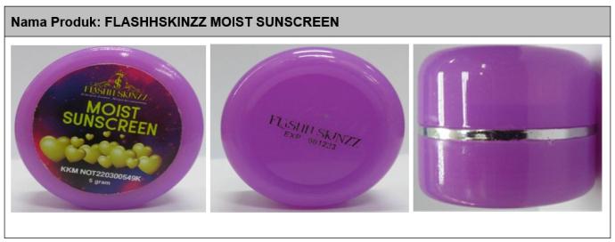 违禁 美容产品 Flashhskinzz Moist Sunscreen