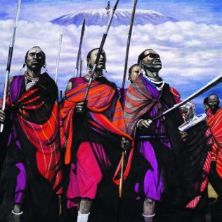 CMYK_Chit Fung Art from Hong Kong, Li Dingcheng, Africa's Mount Kilimanjaro - Maasai Tribe Performing Sacrifice Ritual, 160 x 160 cm
