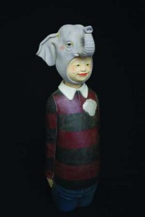 CMYK_Gallery Ishikawa from Japan, Akihiro Fujimoto, The Same Wish- Elephant, Hinoki, lacquer, colouring, 45.5 x 16 x 13 cm, 2018