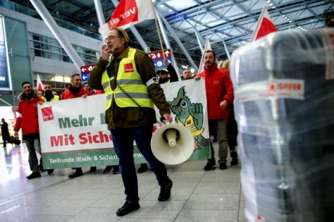  德国三座国际机场发起罢工，造成643航班取消。（欧新社）