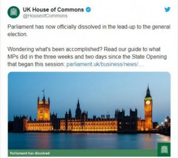 英国议会下院宣布解散。（网络图）
