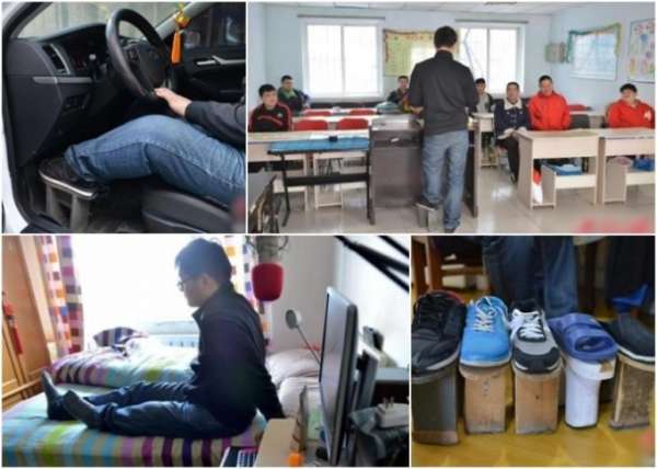 赵强拥有不同款式的“板凳鞋”，还在社区残联做义工。