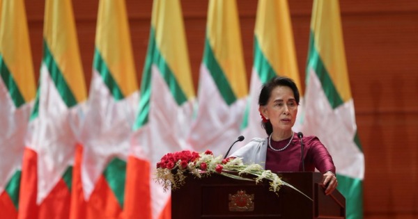 昂山自言缅甸一直以来都致力扞卫人权。（档案照）