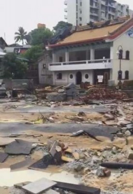 槟城极乐寺一些设施也被摧毁。