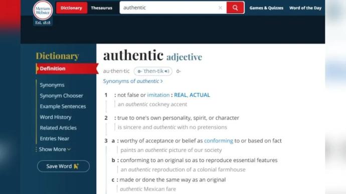 韦伯字典“2023年度代表字”authentic
