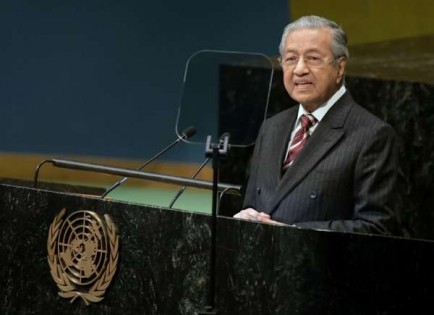 马哈迪重新担任首相以来，首次在联合国大会发言。