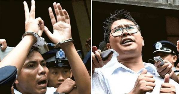 路透社记者觉梭吴（左）和瓦伦窃取国家机密罪的上诉被驳回 。（撷自明报）