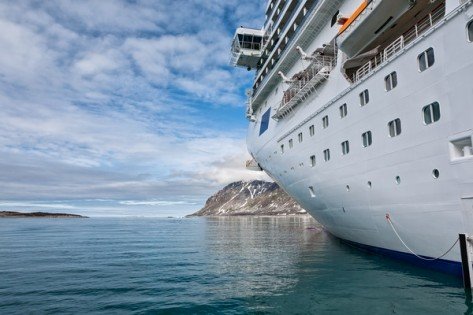 Beside the cruise ship in Magdalenafjord in Svalbard islands, Norway