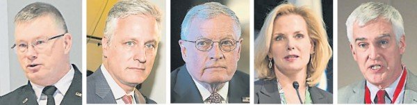 特朗普5名国安顾问人选：沃德尔（左起）、奥布赖恩、凯洛格、戈登哈格蒂和弗莱茨。