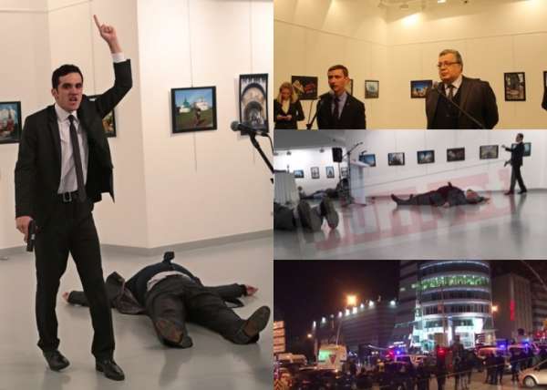 卡尔洛夫在摄影展遇袭，中枪倒地，枪手已被击毙。（美联社/互联网图片）