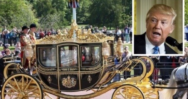 白金汉将为特朗普（小图）安排金马车前往白金汉宫。（互联网图片）